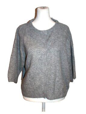 Petal + Pup Women's Gray Wool Blend Short Sleeve Cardigan Sweater Size M NEW